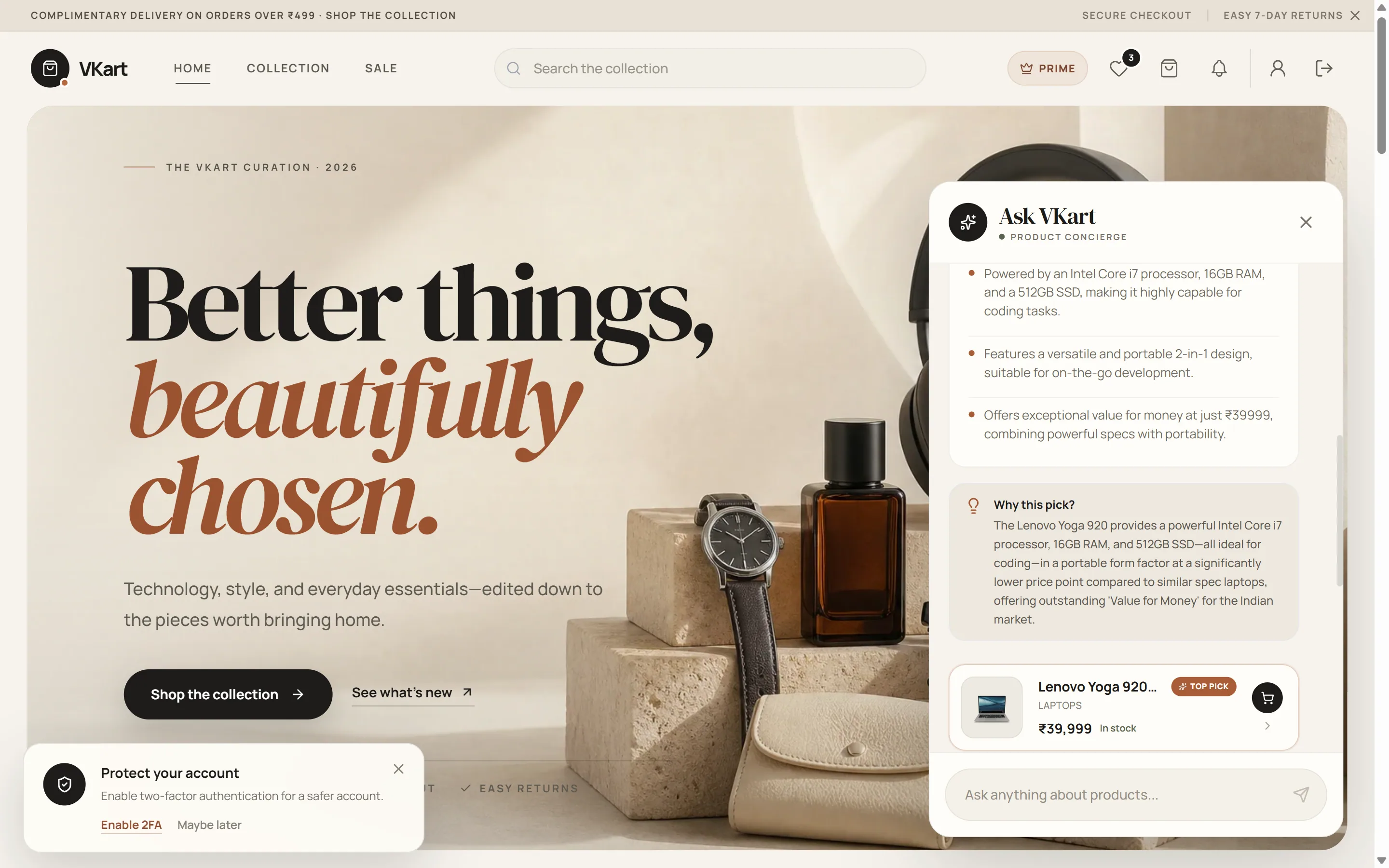 VKart AI shopping assistant