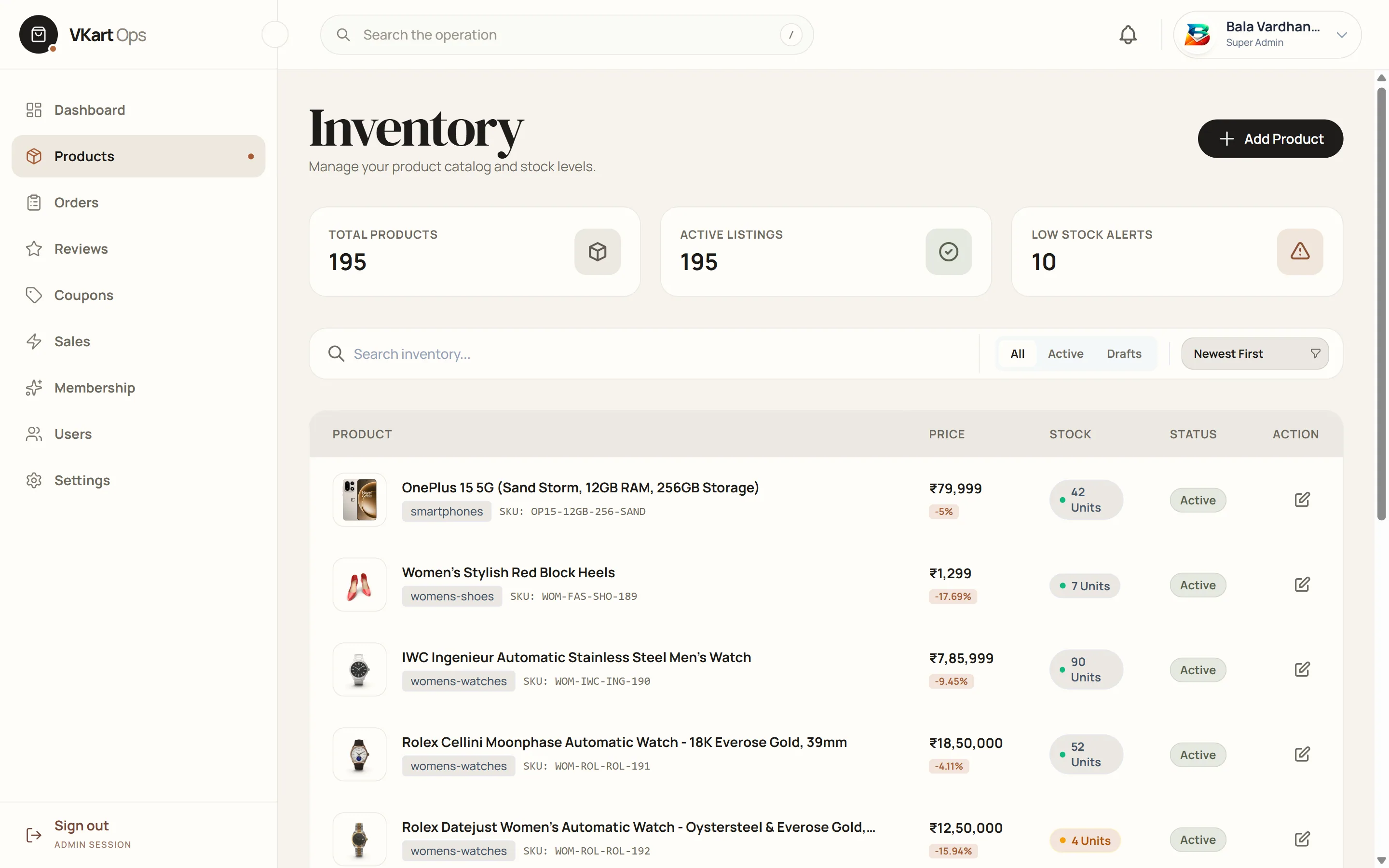 VKart inventory management