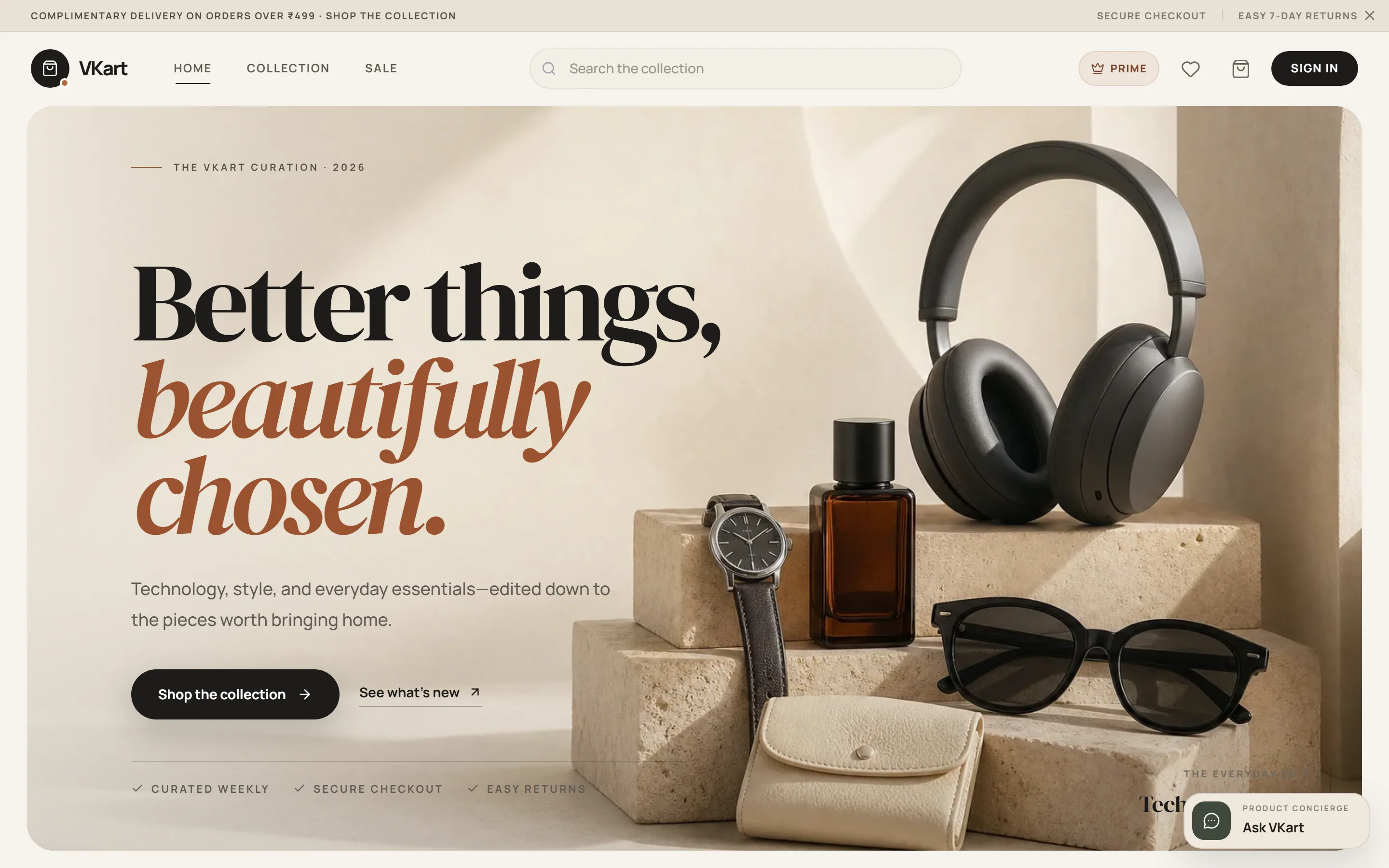 VKart landing page